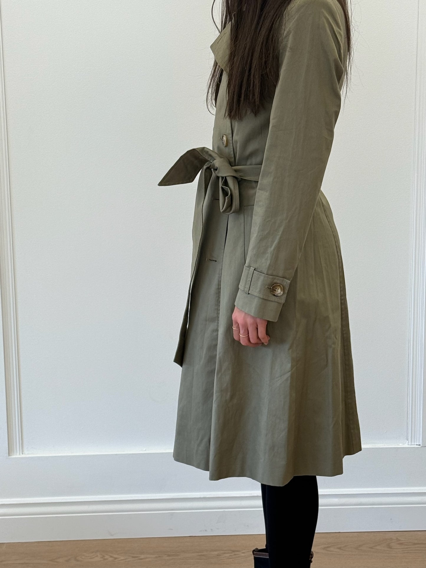 Helene Berman Khaki Green Trench Coat – Size XS