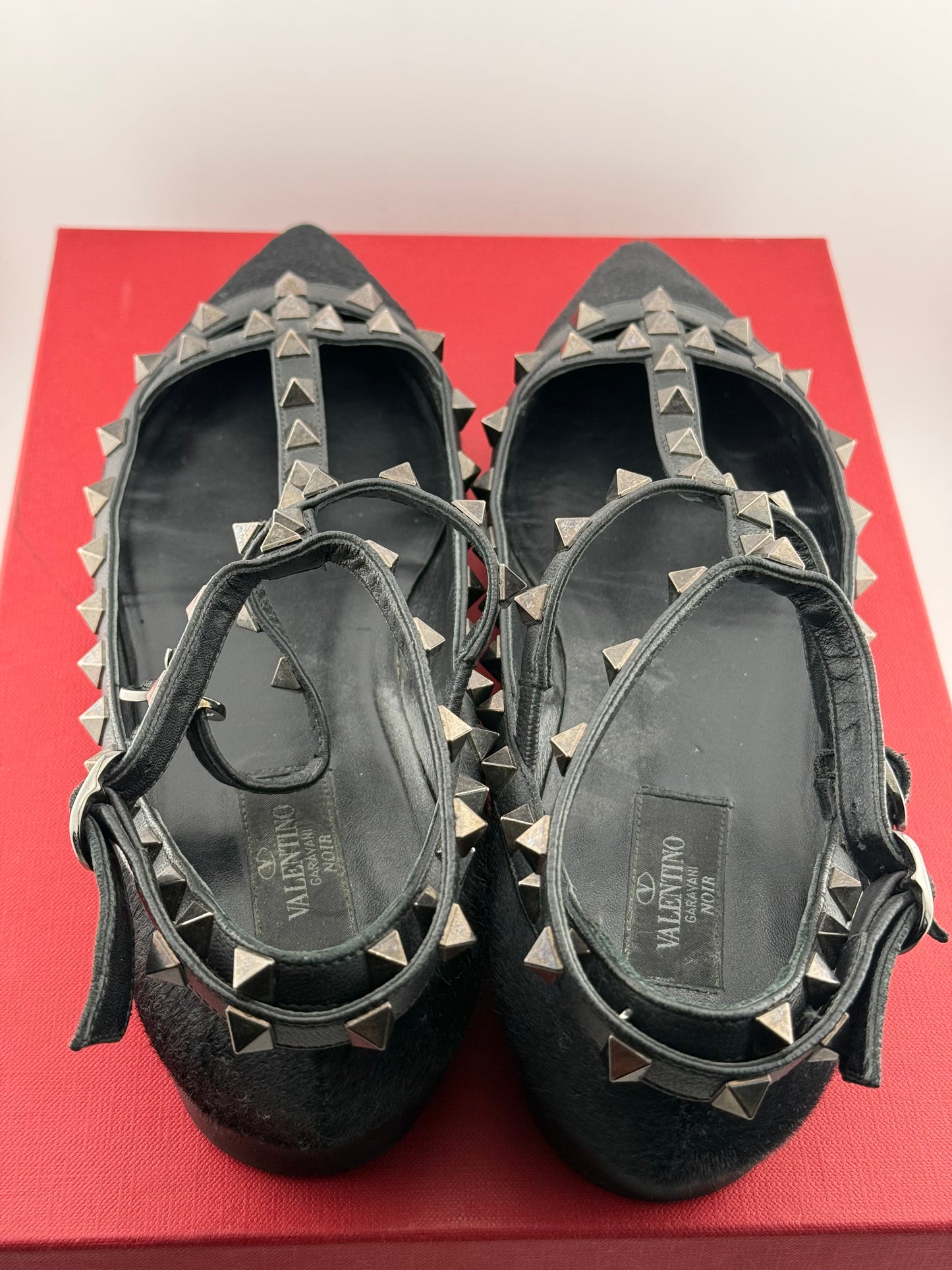 Valentino Rockstud Leather Ballet Flats - Black (Size 39)
