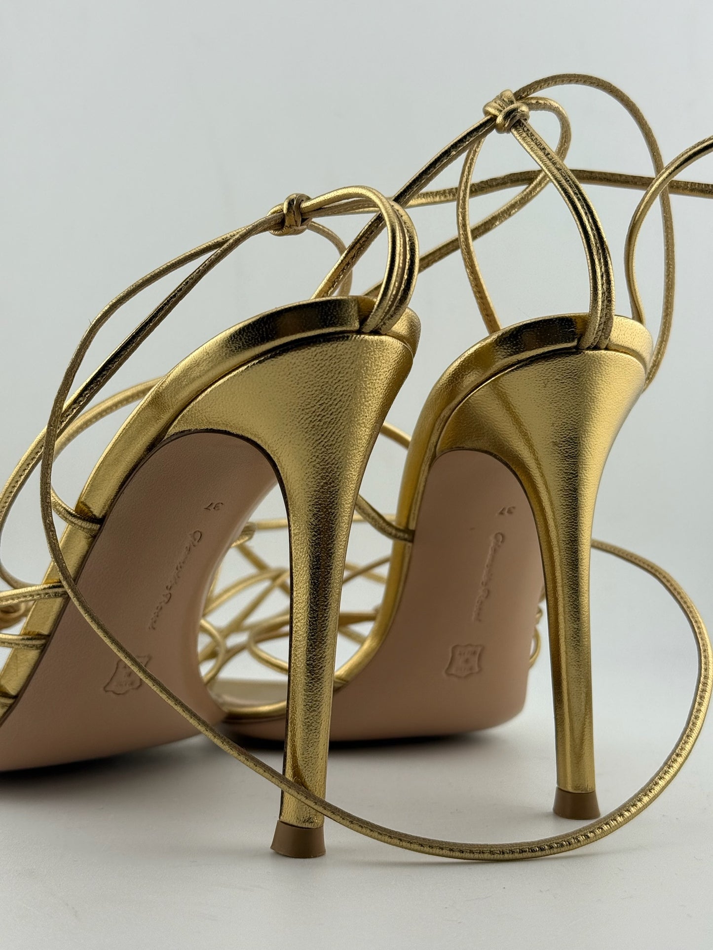 Gianvito Rossi Sylvie Nappa Strappy Sandals - Silver (Size 37)