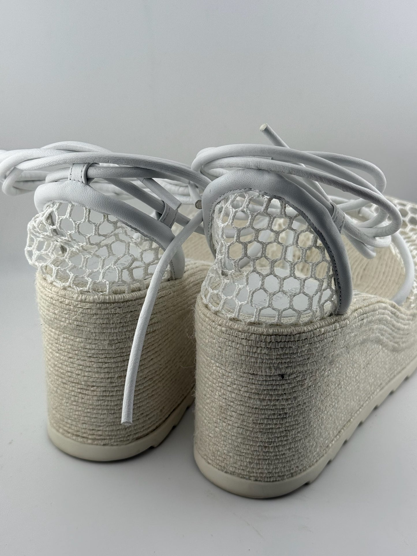 Bottega Veneta White Sporty Web Wedge Espadrilles