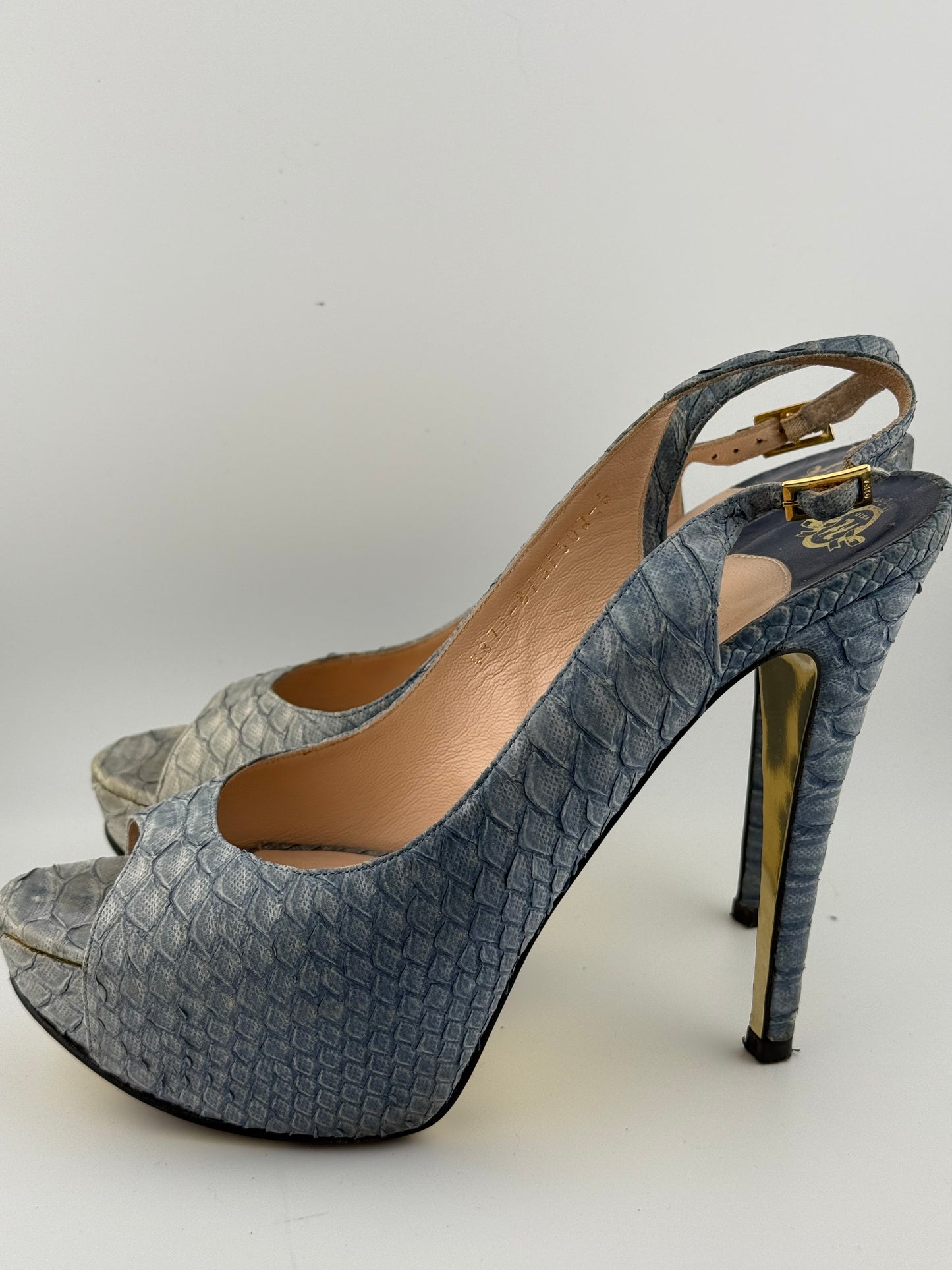 Gina Python Adele Platform Sling Backs w Peep Toe (EUR 40)