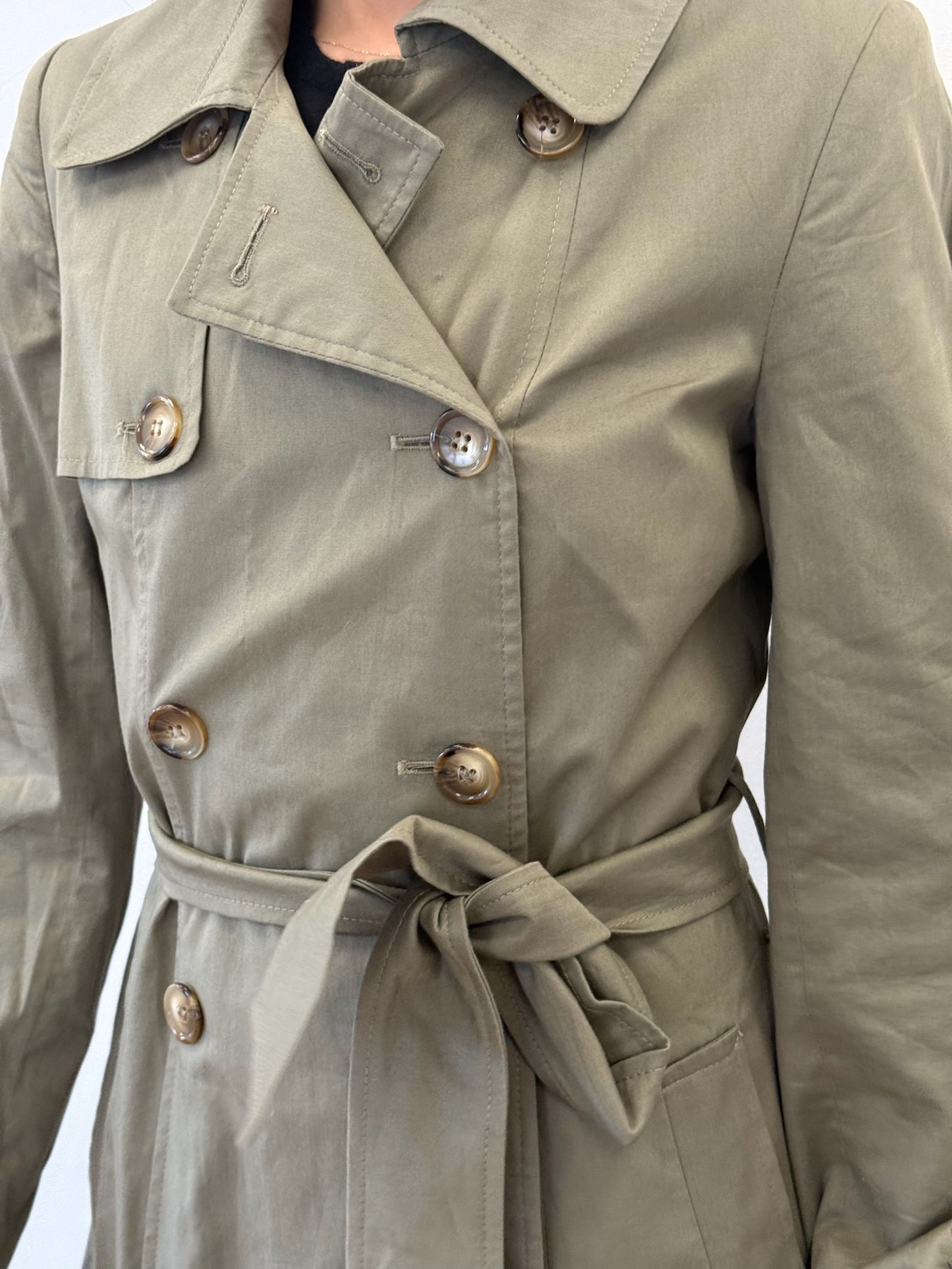 Helene Berman Khaki Green Trench Coat – Size XS
