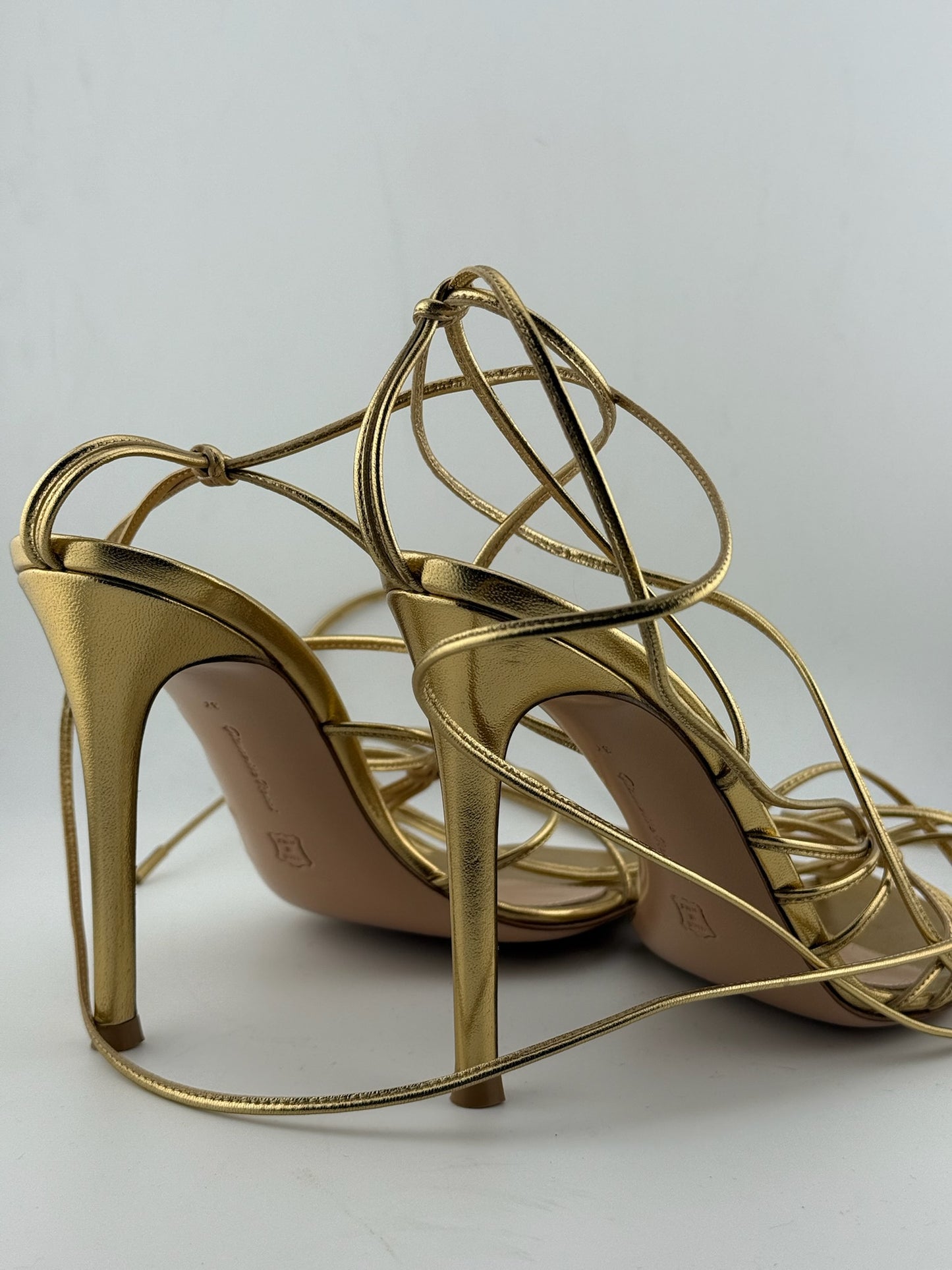 Gianvito Rossi Sylvie Nappa Strappy Sandals - Silver (Size 37)