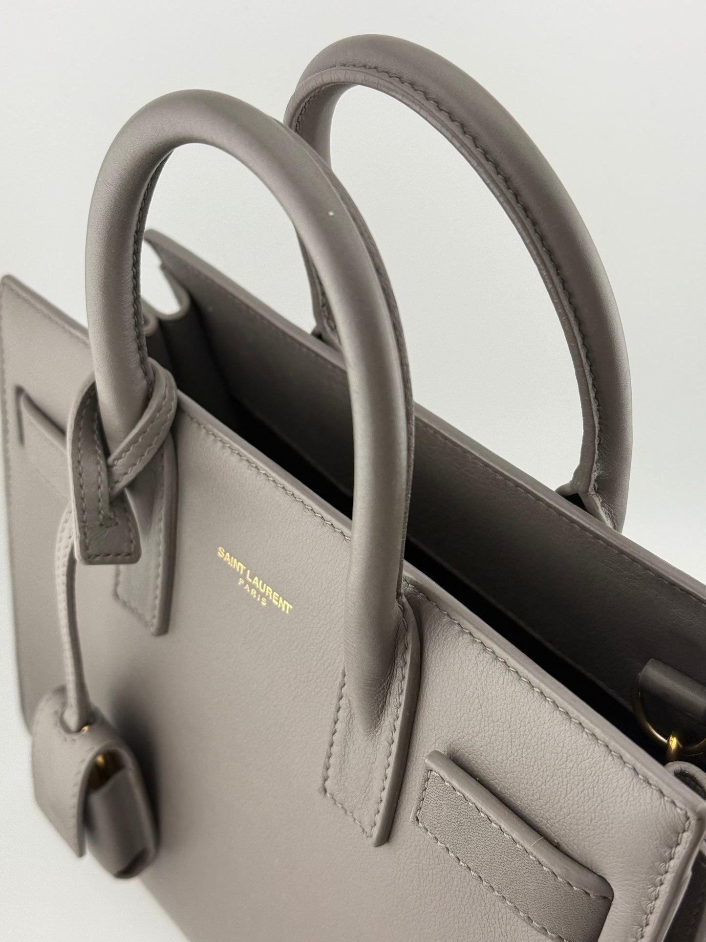 Saint Laurent Sac De Jour Nano Leather Tote – Grey